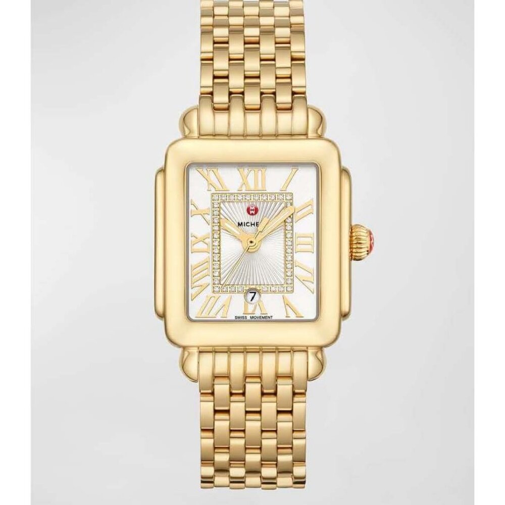 MICHELE Deco Madison Mid Gold Diamond Dial Watch